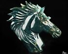 3.7" Green Grape Agate Hand Carved Crystal Horse Sculpture, Crystal Healing