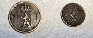 Sweden: Oscar II , 1 & 2 Øre Coins 1877, 1885. - Picture 1 of 3