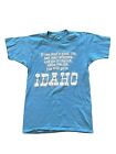 Vintage IDAHO Single Stitch T-Shirt Tee Small Blue Say Your Prayers Go to Idaho