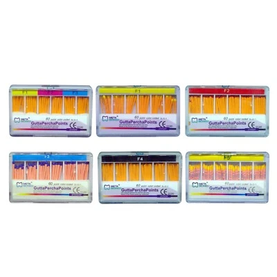 Meta Biomed Dental Gutta Percha F1, F2, F3, F4, F5 Cónico 60/Pk Endodoncia Foto 1 de 4