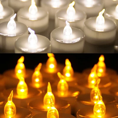 24/48pcs Flicker LED Tealight Candle Flameless Timer Party Christmas Xmas Decor - Image 1 of 4