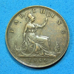 UK Great Britain Farthing Coin 1886, Victoria & Britannia, Combined Shipping - Picture 1 of 2