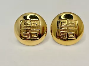 ORECCHINI GIVENCHY PARIS NEW YORK FIRMA CHIAVE GRECA CLIP-ON DICHIARAZIONE FIRMATI - Foto 1 di 5