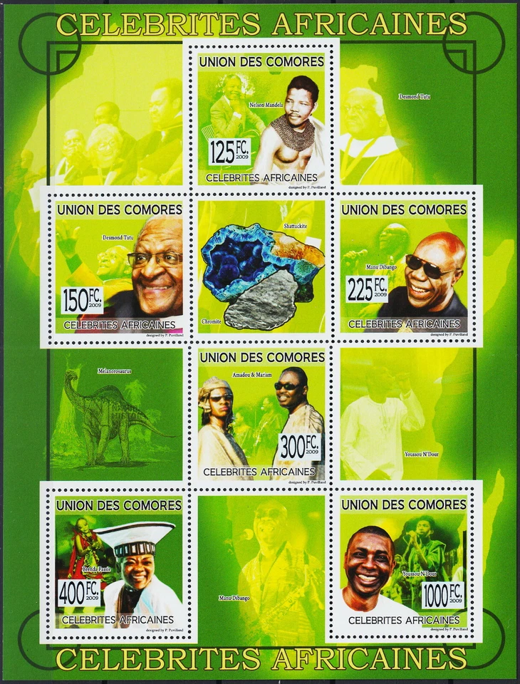Comoros S/S African Celebrities 2009 MNH-16 Euro - Image 1 of 1