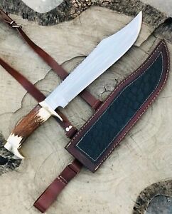 D2 Steel Stag Handle Hunting Bowie Knife