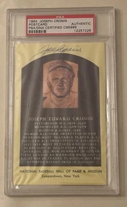 Joe Cronin Yellow HOF Plaque Signed Postcard Autograph Auto PSA DNA Authentic - Picture 1 of 2