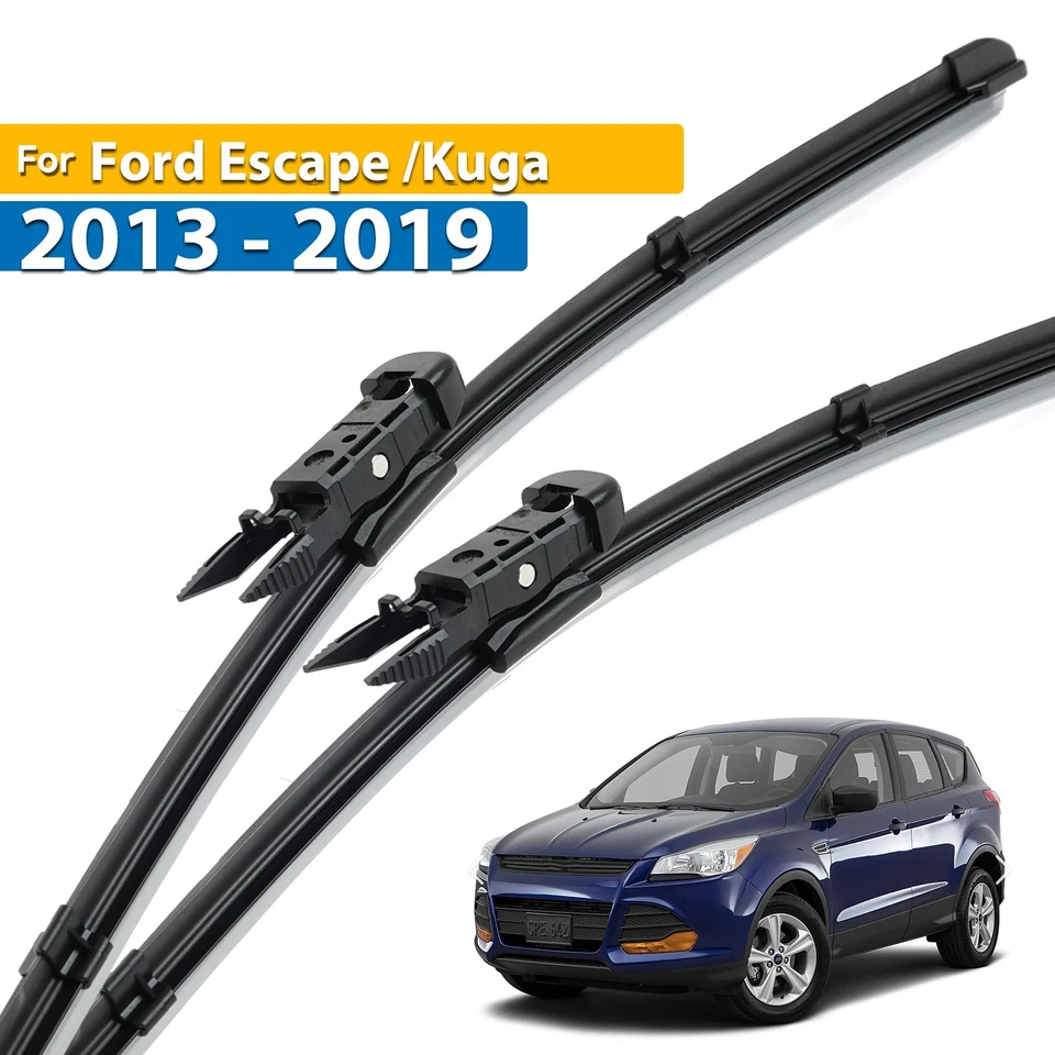 2X Black Front Windshield Flat Wiper Blades Set For Ford Escape 2013-19 28"+28" - Image 1 of 4