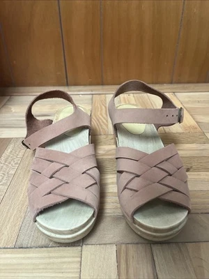 Zuecos de cuero cruzados rosas Sven originales para mujer talla 39 Foto 1 de 4