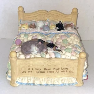 Vintage 1995 San Francisco Music Box Co Marjorie Sarnat “Nine Lives” Cats In Bed - Picture 1 of 6