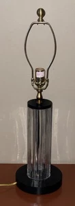 Vintage Stuart Crystal Jasper Conran 24” Crystal And Wood Column Lamp - Picture 1 of 4