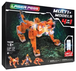 Laser Pegs New Tiger With 2 LED Lights & 216 Pieces Ages 8+ 4 in 1 - Sealed - Picture 1 of 10