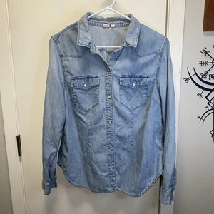 Camicia Gap Western Denim Buttown Down Chambray grande manica lunga - Foto 1 di 9
