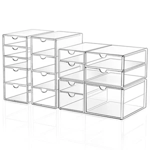 Makeup Drawer Storage Organizer with 16 Drawers, 4 Set Acrylic Office Desk Or... - Picture 1 of 7