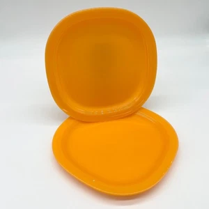 Tupperware Impressions Orange Luncheon Plates Set of 4 Retro Kitchenware - Picture 1 of 8