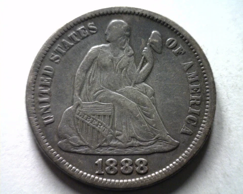 1888 SEATED LIBERTY DIME EXTRA FINE XF EXTREMELY FINE EF NICE ORIGINAL COIN Cover