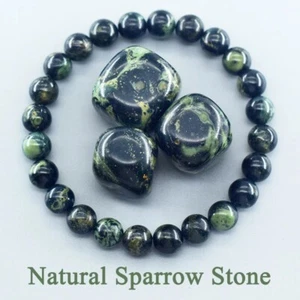 8 mm Natur Spatz Stein Armband Rund Perlen Schmuck für Damen Herren Achate - Bild 1 von 6