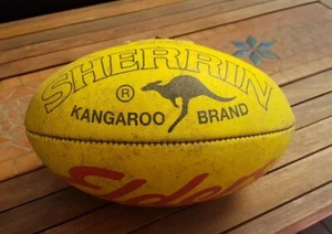 Sherrin AFL Yellow Football Kangaroo Brand. Genuine Leather - Picture 1 of 6