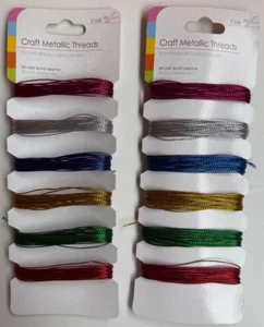Craft Metallic Threads - 3m Per Spool - 2 Multicolour Packs Included - Picture 1 of 3