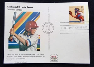 Scott UX252 FDC Womens Softball Summer Olympics Type Post Card Fleetwood Cachet - Picture 1 of 3