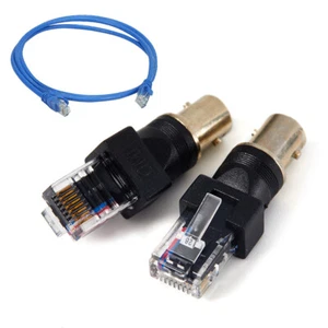1Pc Black Connector BNC Female Jack to RJ45 Male Plug RF Adapter Coaxial--SA - Zdjęcie 1 z 10