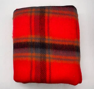 Vintage Montgomery Ward Red Plaid Blanket 62 x 49 - Picture 1 of 3