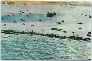 Postal - Vista de Puerto Artificial - Aterrizaje en Normandía - Imagen 1 de 2