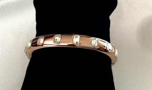 Joan rivers Rose Gold metal w/emerald cut crystal bangle bracelet - Picture 1 of 5