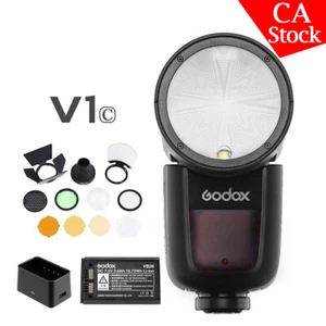 Godox V1-C 2.4G TTL HSS 1/8000s Camera Flash AK-R1 Barn Door Honeycomb For Canon - Picture 1 of 12
