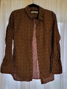 XL Vintage Nell Flowers Button Collar Geometric Long Sleeve Size 16 Blouse Top - Picture 1 of 4