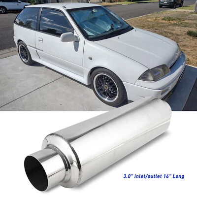 For Suzuki Swift gti 4 3" Inlet/Outlet Muffler Exhaust Resonator 16" L Deep Tone Foto 1 de 4