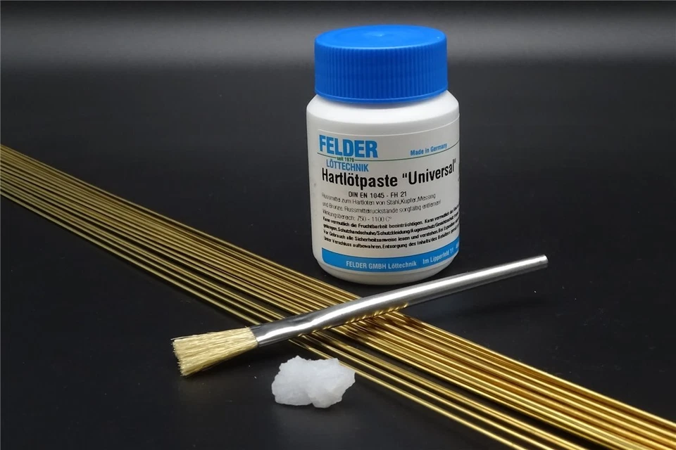 FELDER LÖTTECHNIK 20 Stäbe Messing-Hartlot B, B-Cu60Zn Ø 1,5x250mm + 100g Hartlötpaste FH21#