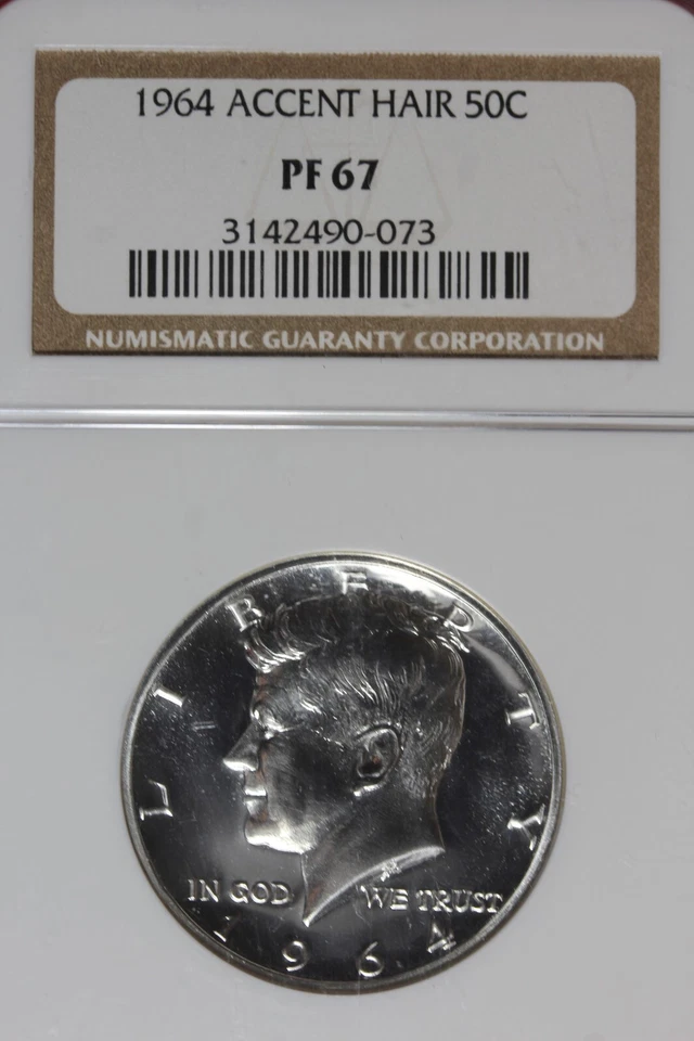 1964 NGC PF67 ACCENT HAIR 50C KENNEDY HALF DOLLAR #B48068 - Image 1 of 2