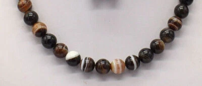 Collar nudo cuentas cuentas ónix ágata a rayas multicolor 16"-50" 6/8/10/12 mm Foto 1 de 4