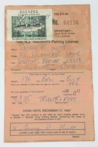 1985 New Jersey Resident Sport Fishing Stamp License Permit Tag..Free Shipping! - Picture 1 of 1