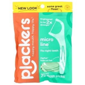 MICRO LINE Dental Flossers Mint 75 Count PLACKERS 2 x Stronger Tuff floss - Picture 1 of 2