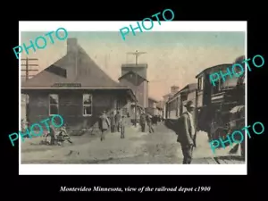OLD POSTCARD SIZE PHOTO OF MONTEVIDEO MINNESOTA THE RAILROAD DEPOT c1900 - Picture 1 of 1