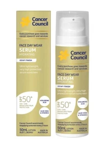 Cancer Council SPF 50+ Face Day Wear hydrating Serum 50ml- Dewy finish BNIB - Picture 1 of 5