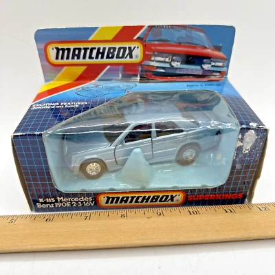 Matchbox Super Kings K115 Mercedes Benz 190E 2.3 16v silver blue - Image 1 of 4