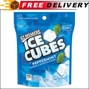ICE BREAKERS ICE CUBES Peppermint Sugar Free Chewing Gum w/ Xylitol 8.11oz 100pc - Picture 1 of 7