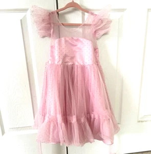 Tulle Princess Wedding Bridesmaid Party Formal Knee Pink Dress for Girls Sz.5 - Picture 1 of 5