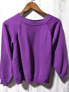 VTG Hanes Her Way Purple Sweatshirt Women's Medium Shorter Length - Picture 1 of 3
