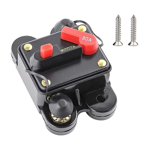 80 AMP Auto Leistungsschalter Sicherungshalter DC 12V-48V mit manuellem Zurücksetzschalter für Boot - Bild 1 von 7