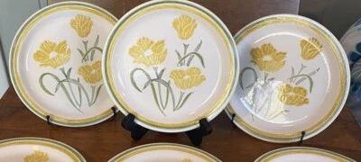 Jamestown China Ironstone Yellow Flowers MCM Dessert Plate 7 1/4" Daffodil USA - Image 1 of 4