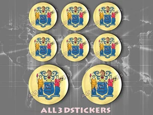 8 x 3D ROUND Resin Domed Flag New Jersey - USA Adhesive Decal Vinyl - Picture 1 of 1