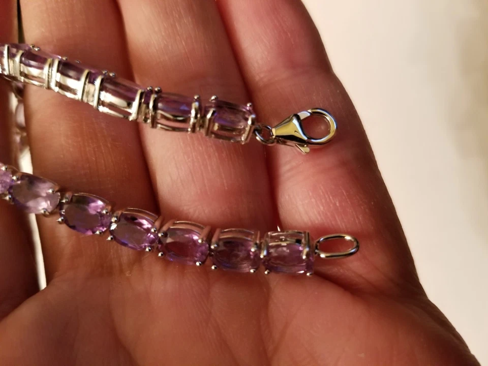 PULSERA TENIS 14 3/5 QUILATES TW AMATISTA PLATINO MÁS DE 0,925 PLATA ESTERLINA Foto 1 de 4