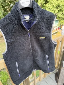 LL Bean Gilet Donna XLarge Nero Maglione Pile Sherpa Full Zip 502429 Logo - Foto 1 di 8