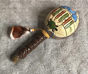 Keramik Indianer Schildkröte Rassel handbemalt 10" Dekor - Bild 1 von 13