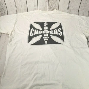 VTG Island Choppers Tee 2XL White North Shore Hawaii Iron Cross Cycle - Picture 1 of 9