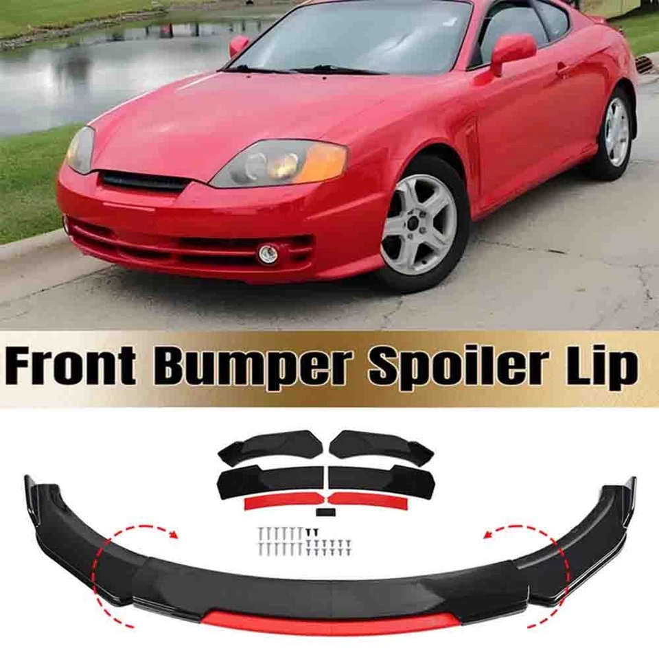 For Hyundai Tiburon 01-09 Gloss Black &Red Car Front Bumper Lip Splitter Spoiler - image 1 of 4