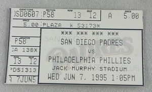 MLB 1995 06/07 Philadelphia Phillies at San Diego Padres Ticket-Curt Schilling W - Picture 1 of 1